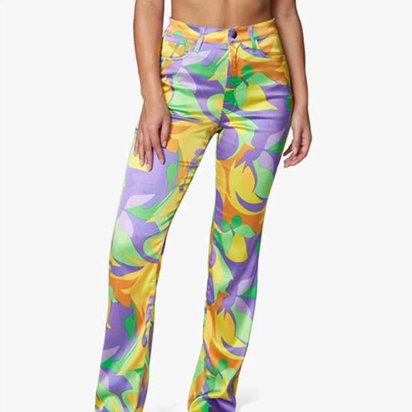 Vibrant Floral Two-Piece Set - Yellow, Purple & Green - Picture 3 of 4